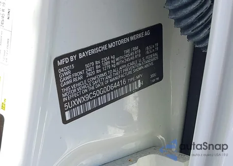 2016 BMW X3 xDrive28I из США, поврежденный, VIN 5UXWX9C50G0D64416